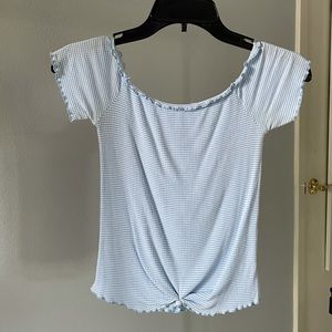 PACSUN BLUE AND WHITE STRIPED TOP SIZE XS